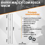 Barra de Musculação Reta Com Rosca Maciça Recartilhada 180 cm - Consport 