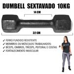 Dumbbell Sextavado Pintado - 10kg (unidade)
