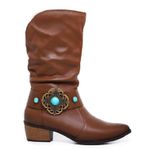 Bota Samara couro legítimo com fivela removível Mocha mousse