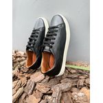 Tênis casual feminino Lívia Preto couro legítimo