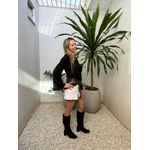Bota slouch camurça Yasmin Preta