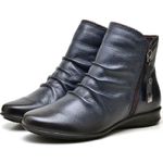 Bota Feminina Mary Soft Cano Curto Azul marinho 