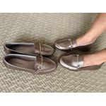 Mocassim Melina loafer feminino em couro legítimo Dourado