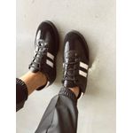 Tênis Samantha Preto com Branco Couro legítimo 