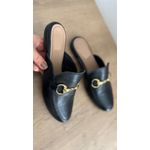 Mule feminino em couro Legítimo preto