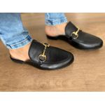 Mule feminino em couro Legítimo preto