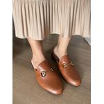 Mule feminino em couro Legítimo caramelo 
