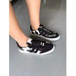 Tênis Samantha Cow Print Preto Couro legítimo 