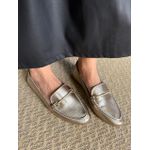 Mocassim Melina loafer feminino em couro legítimo Dourado