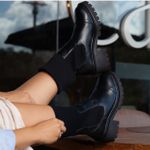 Coturno Bianca em couro legítimo Preto