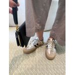 Tênis Samantha Dourado com Preto Couro legítimo 