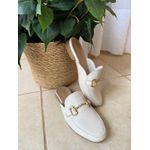 Mule feminino em couro Legítimo Off White 