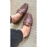 Mocassim Melina loafer feminino em couro legítimo Marrom