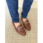 Mocassim Melina loafer feminino em couro legítimo Marrom