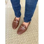 Mocassim Melina loafer feminino em couro legítimo Marrom