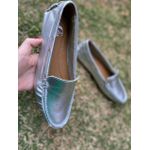 Mocassim drive em couro legítimo Prata