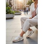 Tênis Samantha Dourado com Caramelo Couro legítimo