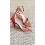 Sandália Marina Caramelo strass bico folha