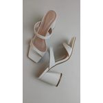Sandália Karine Branca Salto Bloco 