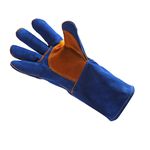LUVA DE RASPA COM FORRO E PUNHO DE 15 CM AZUL/LARANJA WELD SMART