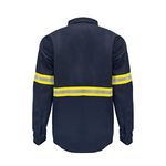 CONJUNTO ELETRICISTA NR10 CLASSE 2 ATPV 9,6 100% ALGODÃO AZUL MARINHO COM FAIXA REFLETIVA