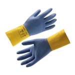 LUVA DE LÁTEX E NEOPRENE COM FORRO AZUL E AMARELO ALPHATEC 87-224