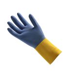 LUVA DE LÁTEX E NEOPRENE COM FORRO AZUL E AMARELO ALPHATEC 87-224