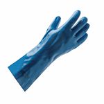 LUVA DE PVC SEM FORRO COM PALMA LISA AZUL 35CM