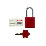 CADEADO DE BLOQUEIO PLÁSTICO COM HASTE CROMADA 38 MM X 6,3 MM VERMELHO