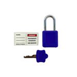 CADEADO DE BLOQUEIO PLÁSTICO COM HASTE DE INOX 38 MM X 4,5 MM AZUL