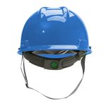 CAPACETE ABA FRONTAL COM CARNEIRA PLÁSTICA E JUGULAR TÊXTIL AZUL BIC V-GARD