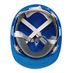CAPACETE ABA FRONTAL COM CARNEIRA PLÁSTICA E JUGULAR TÊXTIL AZUL BIC V-GARD