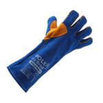 LUVA DE RASPA COM FORRO E PUNHO DE 20 CM AZUL/LARANJA WELD MASTER
