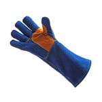 LUVA DE RASPA COM FORRO E PUNHO DE 20 CM AZUL/LARANJA WELD MASTER