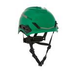 CAPACETE ALPINISTA COM CATRACA FASTRAC III E JUGULAR 4 PONTOS VERDE V-GARD H1 MSA