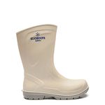 BOTA ECOBOOTS DE PU CANO CURTO SEM BICO BRANCA SOLADO CINZA 91SPUC600