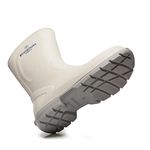 BOTA ECOBOOTS DE PU CANO CURTO SEM BICO BRANCA SOLADO CINZA 91SPUC600