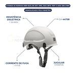 CAPACETE ALPINISTA COM CATRACA CARNEIRA E JUGULAR TÊXTIL 3 PONTOS BRANCO CORAZZA PRO