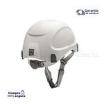 CAPACETE ALPINISTA COM CATRACA CARNEIRA E JUGULAR TÊXTIL 3 PONTOS BRANCO CORAZZA PRO