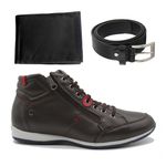 Kit Casual Zip Netony Com Carteira e Cinto De Couro