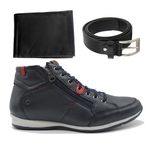 Kit Casual Zip Netony Com Carteira e Cinto De Couro