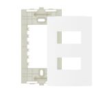  Placa Modular espelho 4x2 Horizontal com Suporte Sleek Branca Margirius