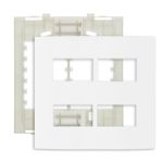 Placa Modular Espelho 4x4 com Suporte Linha Sleek Branco Margirius