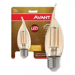 Lâmpada led Filamento Vela Bico Torto 2w Luz Quente 2200k e27 127V Avant