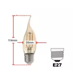 Lâmpada led Filamento Vela Bico Torto 2w Luz Quente 2200k e27 127V Avant
