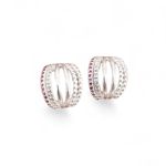 MEIA ARGOLA 6 AROS BOLINHA / LISO / ZIRCONIA ROSA