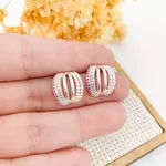 MEIA ARGOLA 6 AROS BOLINHA / LISO / ZIRCONIA ROSA