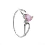 ANEL CORACAO 2 AROS ZIRCONIA ROSA PRATA 925