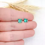 BRINCO ZIRCONIA QUADRADO VERDE-AGUA 6MM