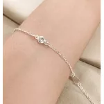 PULSEIRA PLACA REDONDA LISA E ZIRCONIA CRISTAL PRATA 925